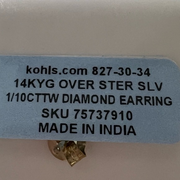 Pair of 14k Gold Over Sterling Silver Diamond Earrings - Picture 5 of 5